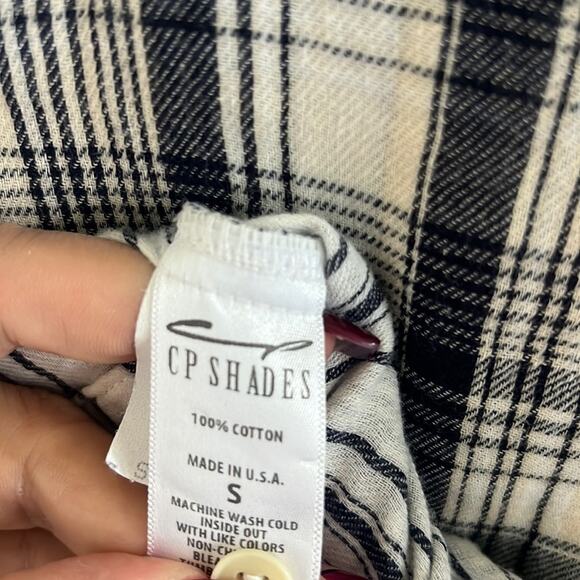 Free People X CP Shades Plaid Front Button Contrasting 100% Cotton Gauzy Top S - Picture 6 of 6